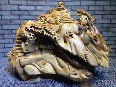 崖柏福到家 弥勒佛 家居根雕软摆件，厂家直销臻品